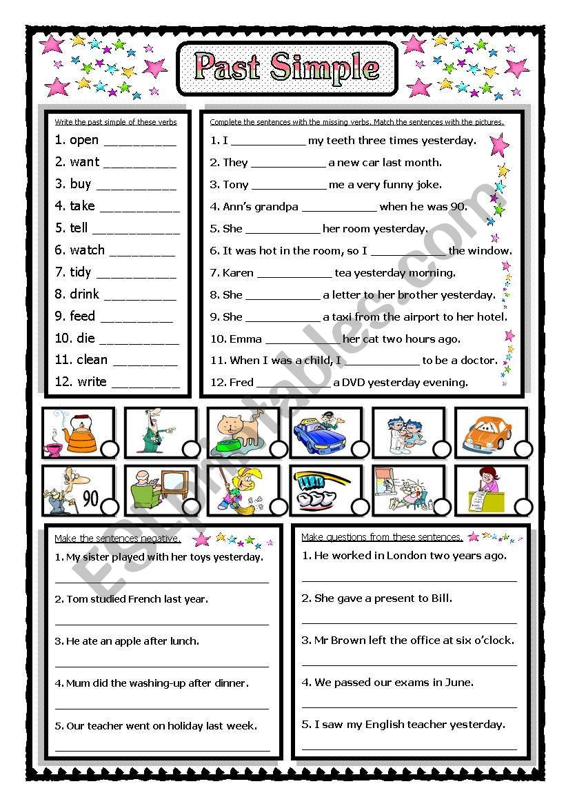 Worksheet About Past Tense