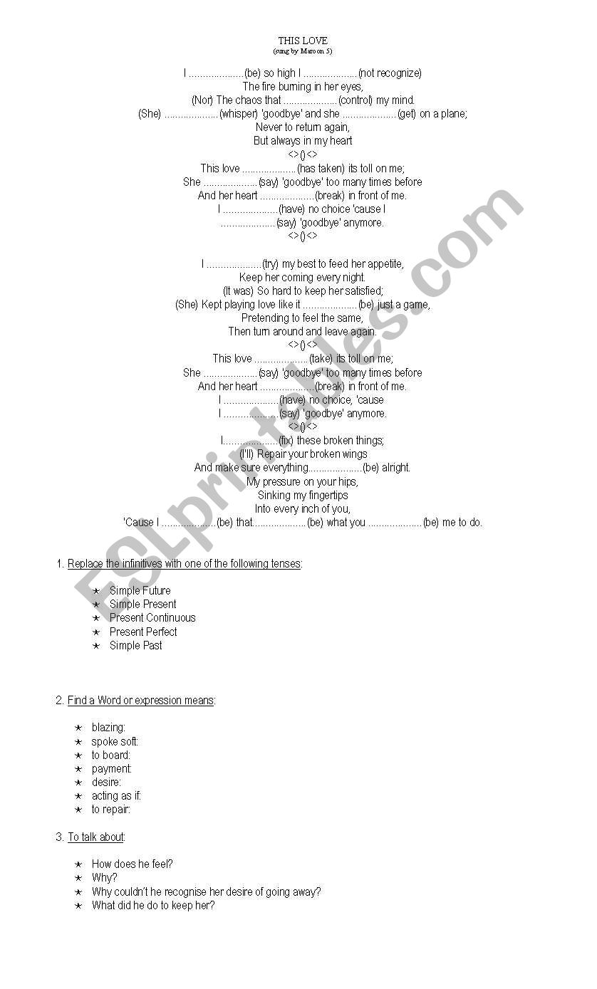 This love worksheet