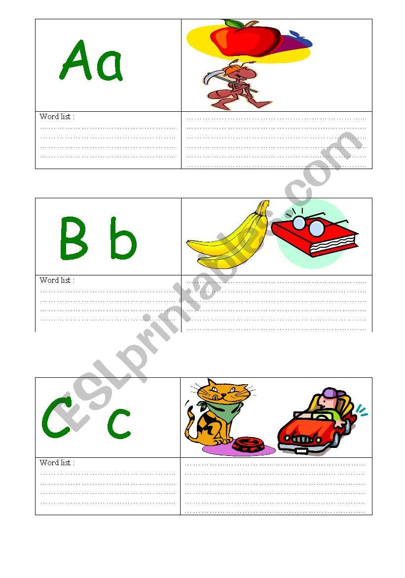 alphabet worksheet