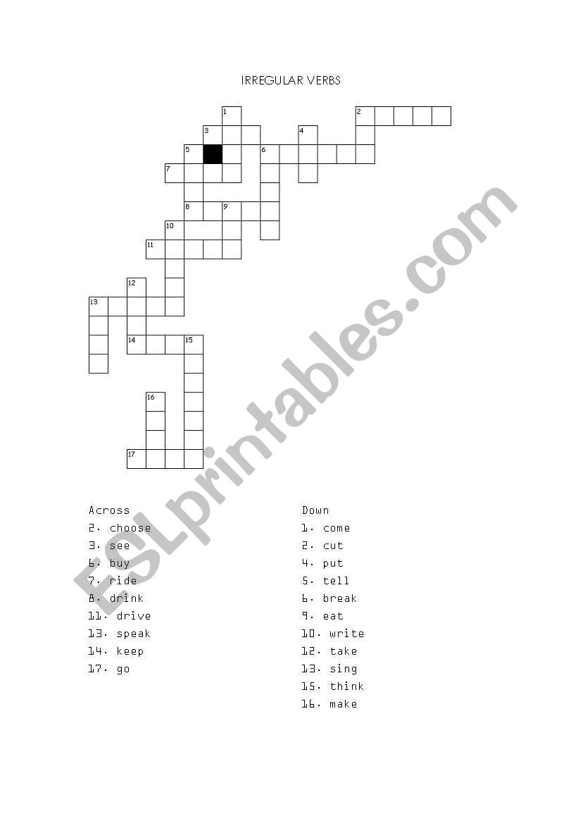 Irregular Verbs  worksheet