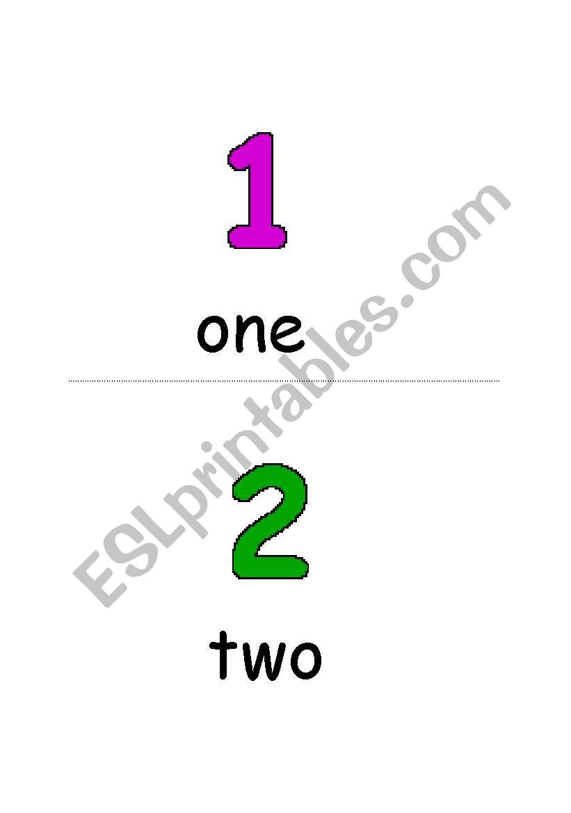 Numbers Flashcards 1-10 worksheet