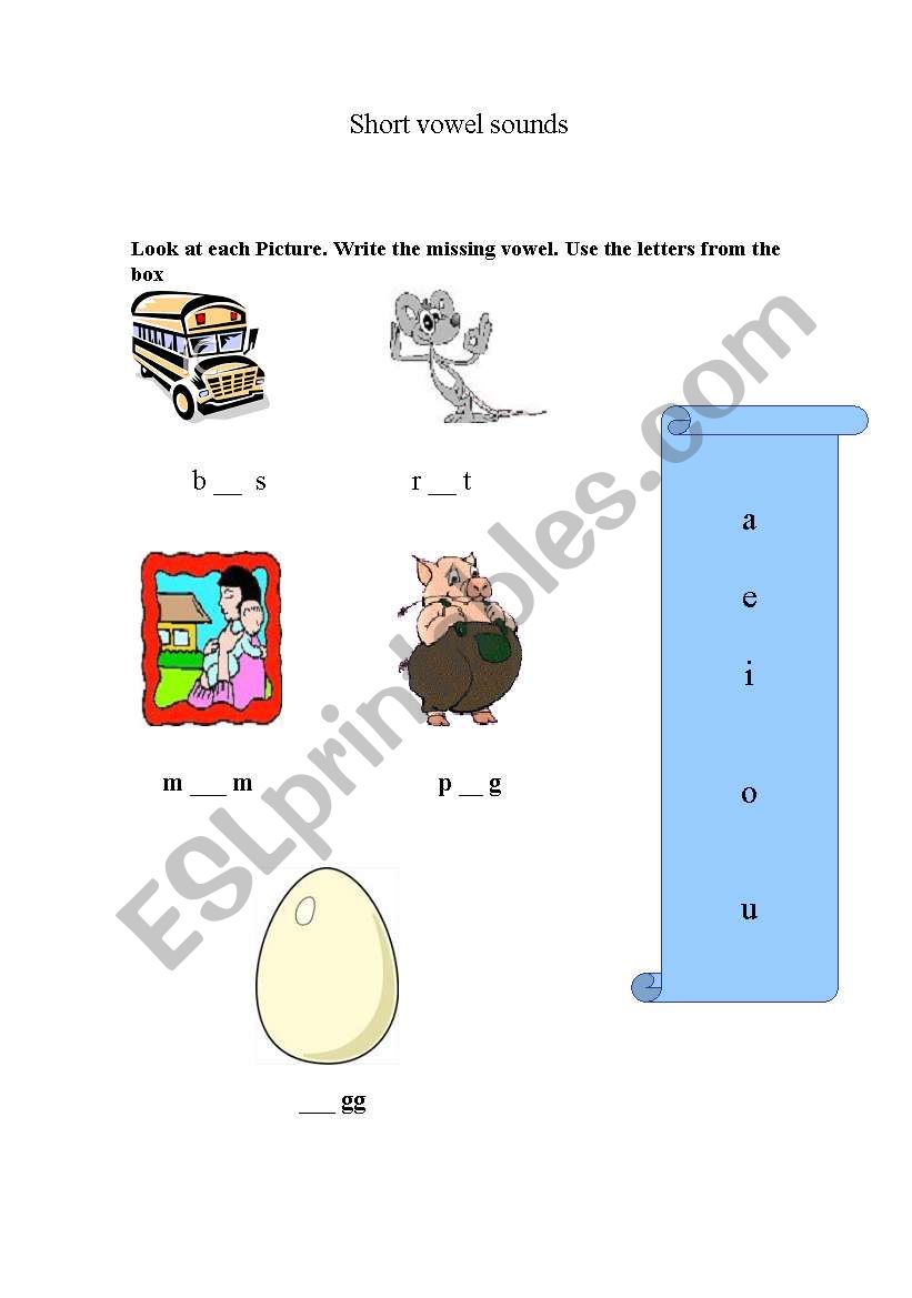 short vowel sound worksheet