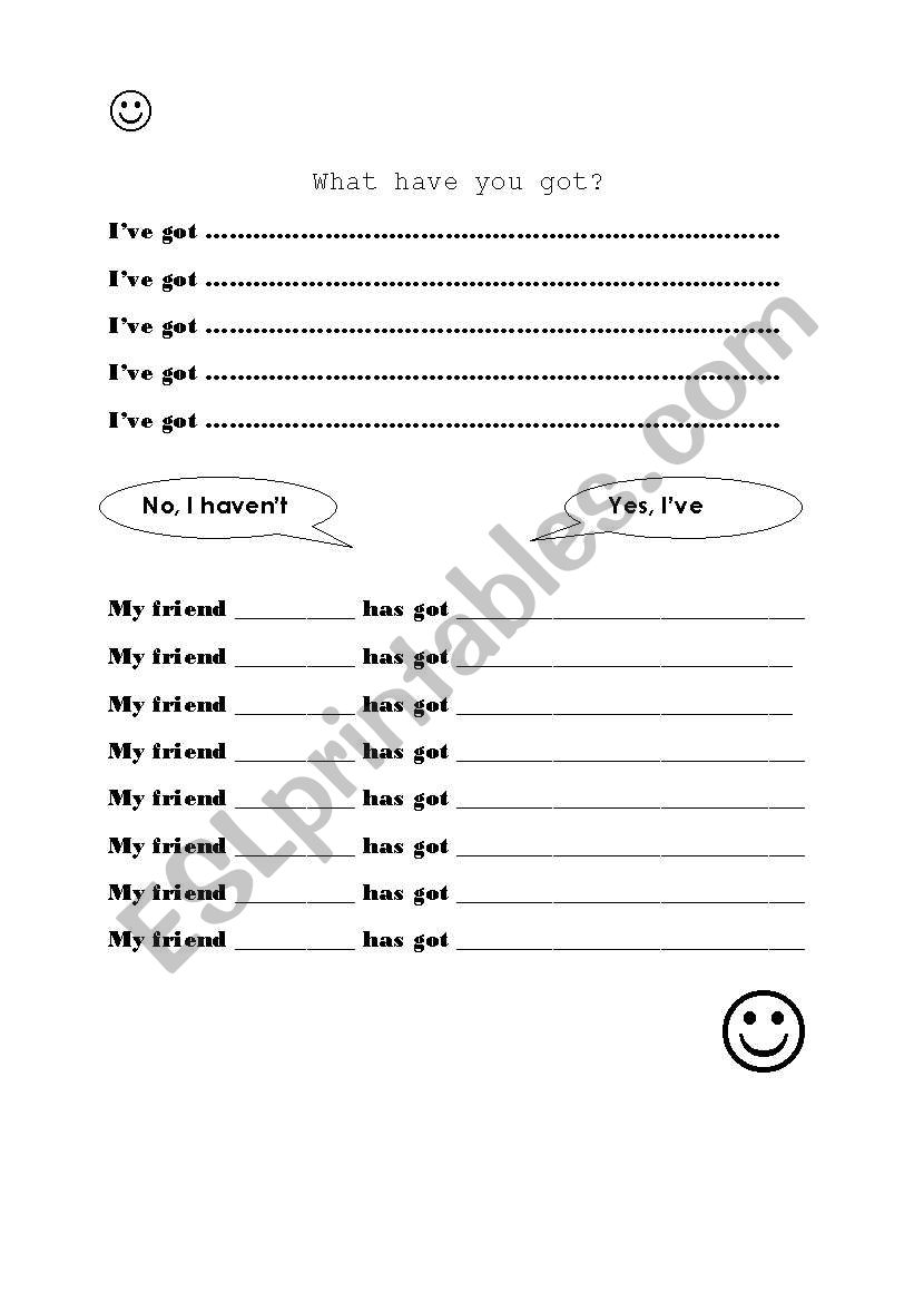 What have you got? worksheet