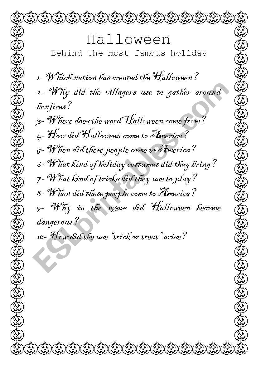 halloween worksheet