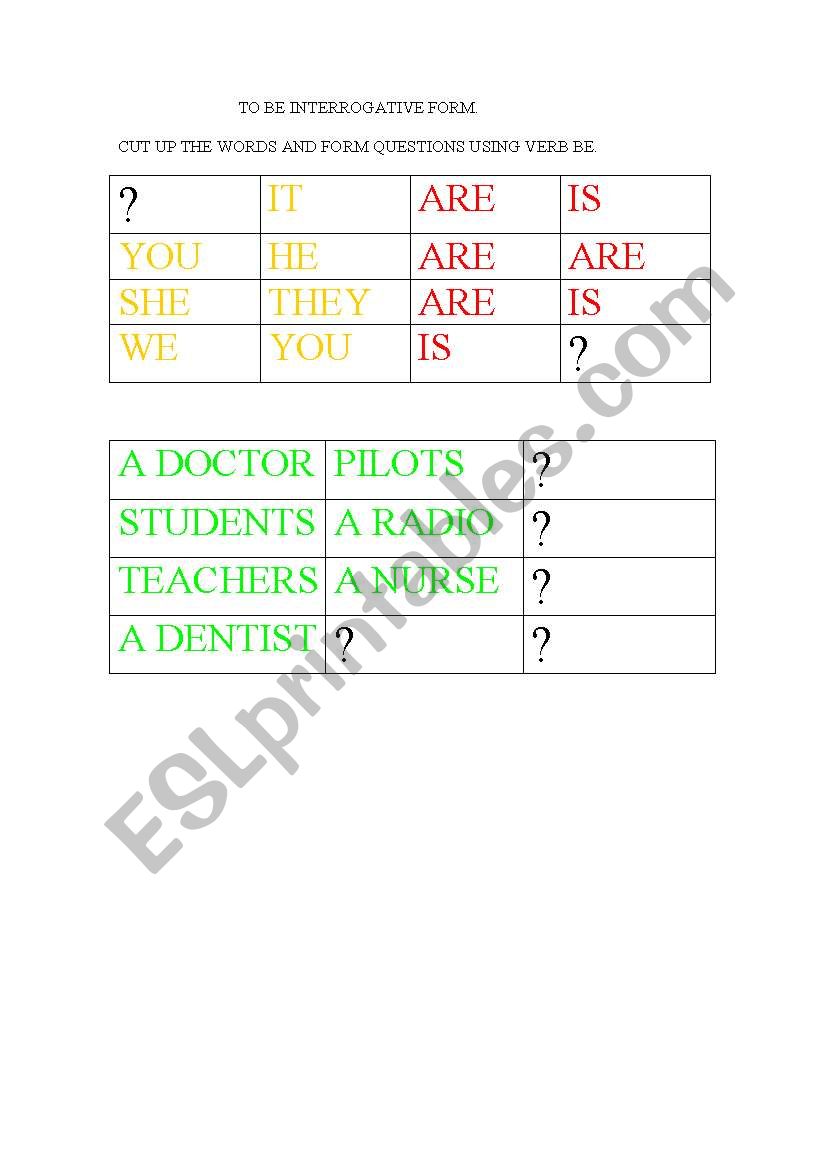 to interrogative form worksheet