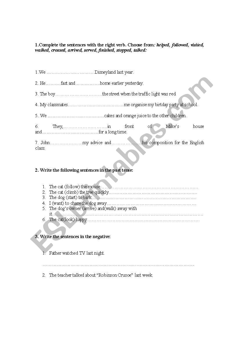 Past Simple-regular verbs worksheet