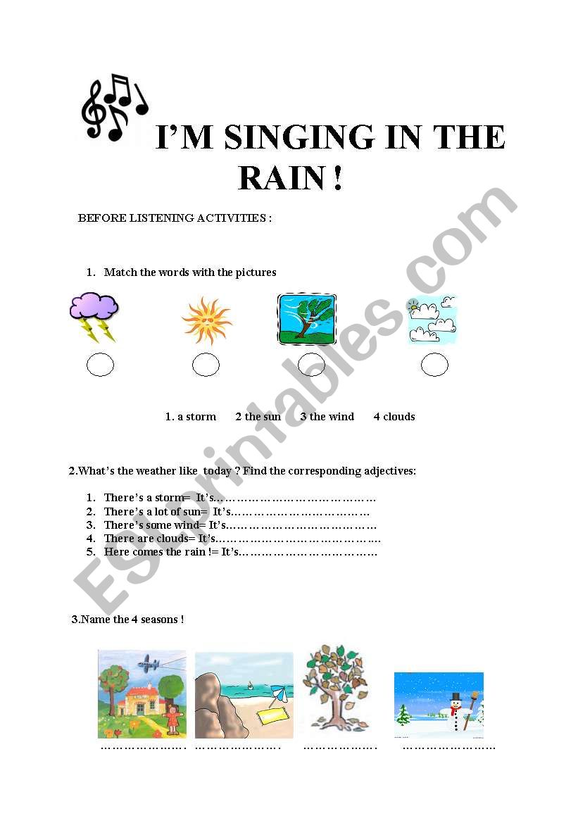 Song I M Singing In The Rain Page1 Esl Worksheet By Crazy Hamster