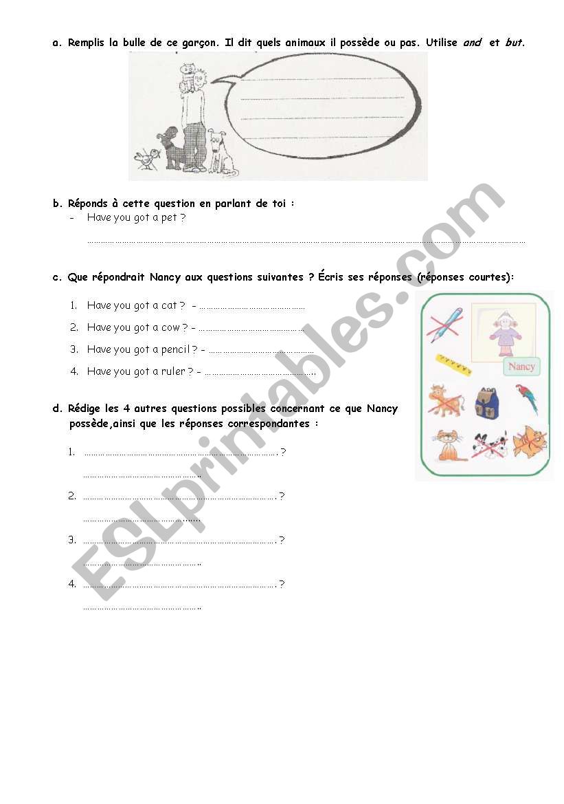 test have got (2) worksheet