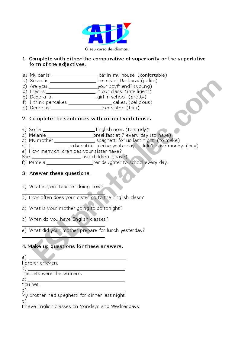 Intermediate Level Exercises