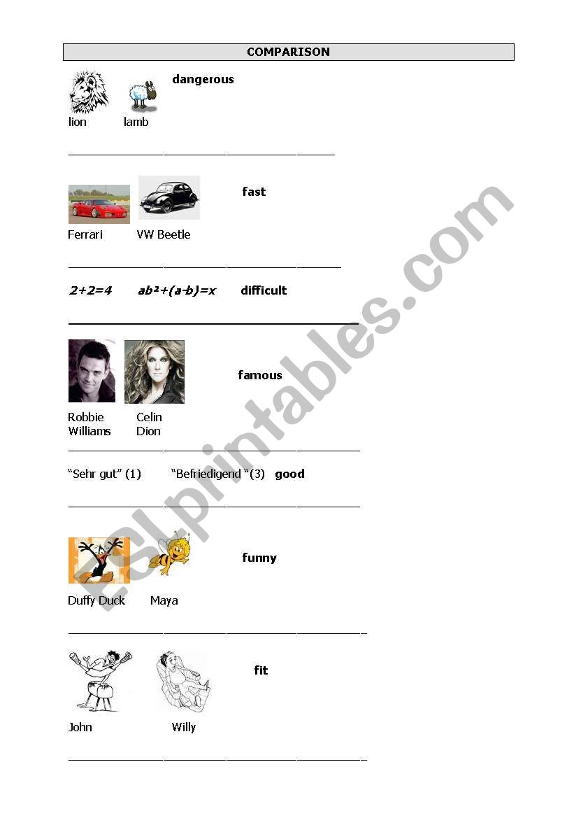 Comparison worksheet