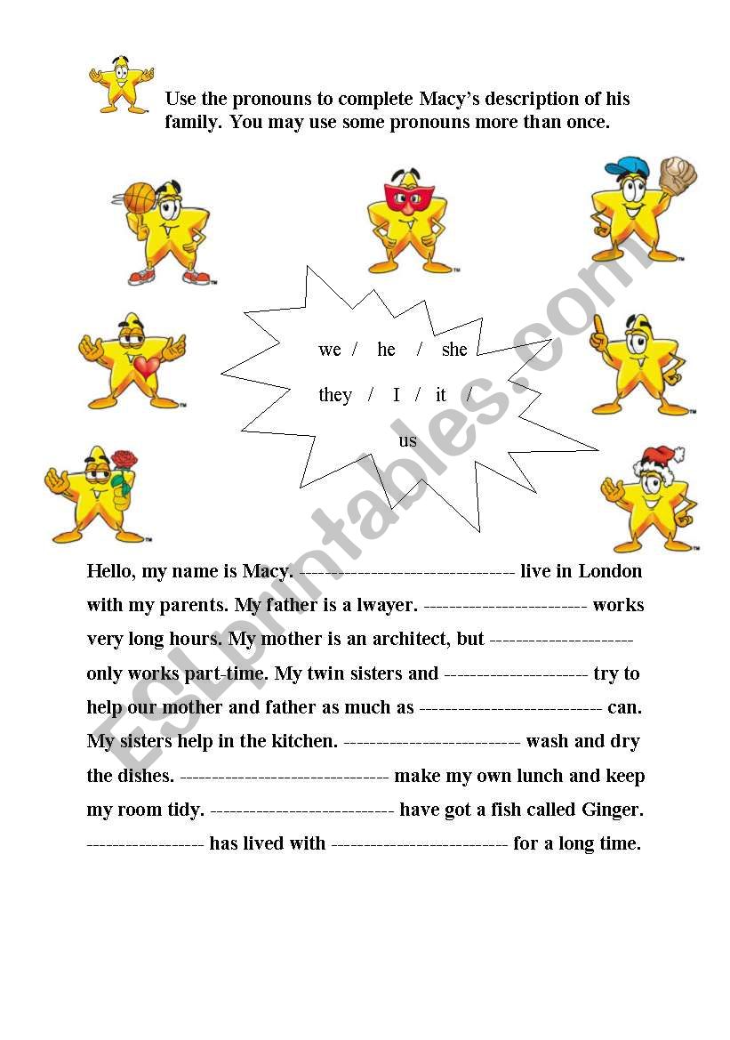 Macys Family worksheet