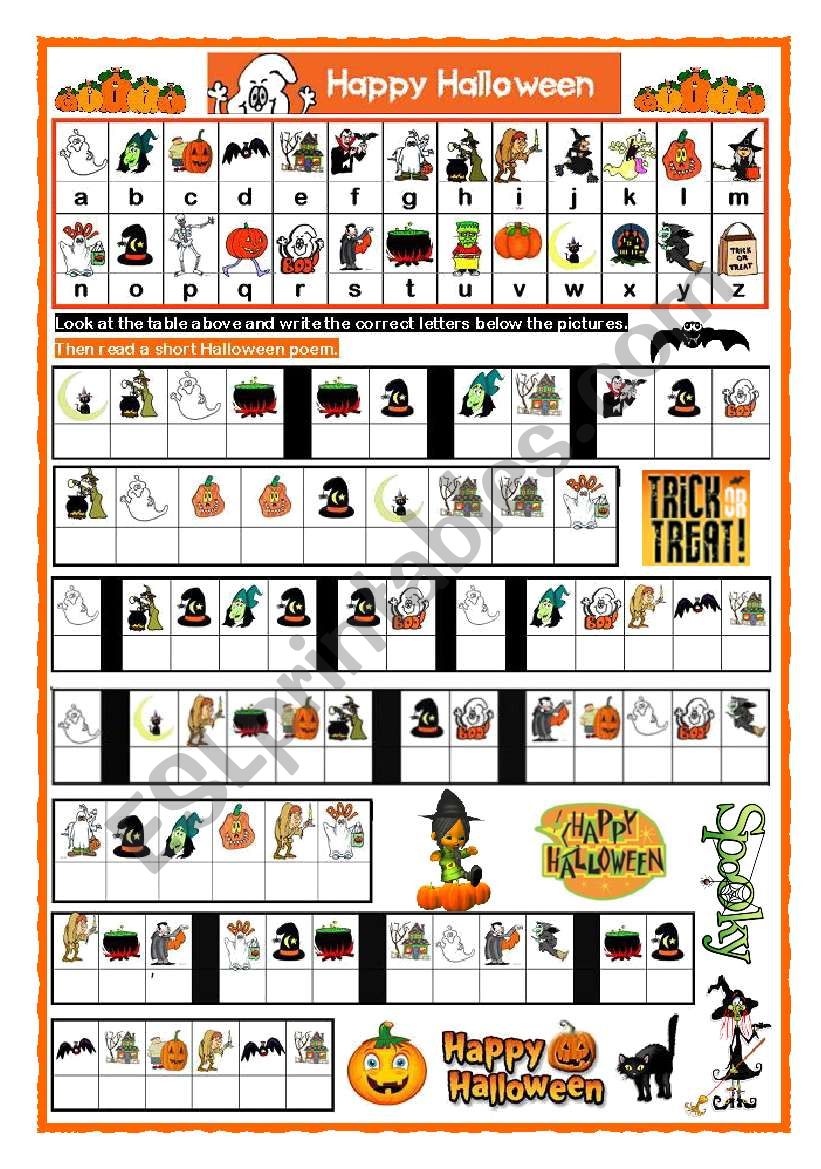 HALLOWEEN CRYPTOGRAM ESL Worksheet By Jecika