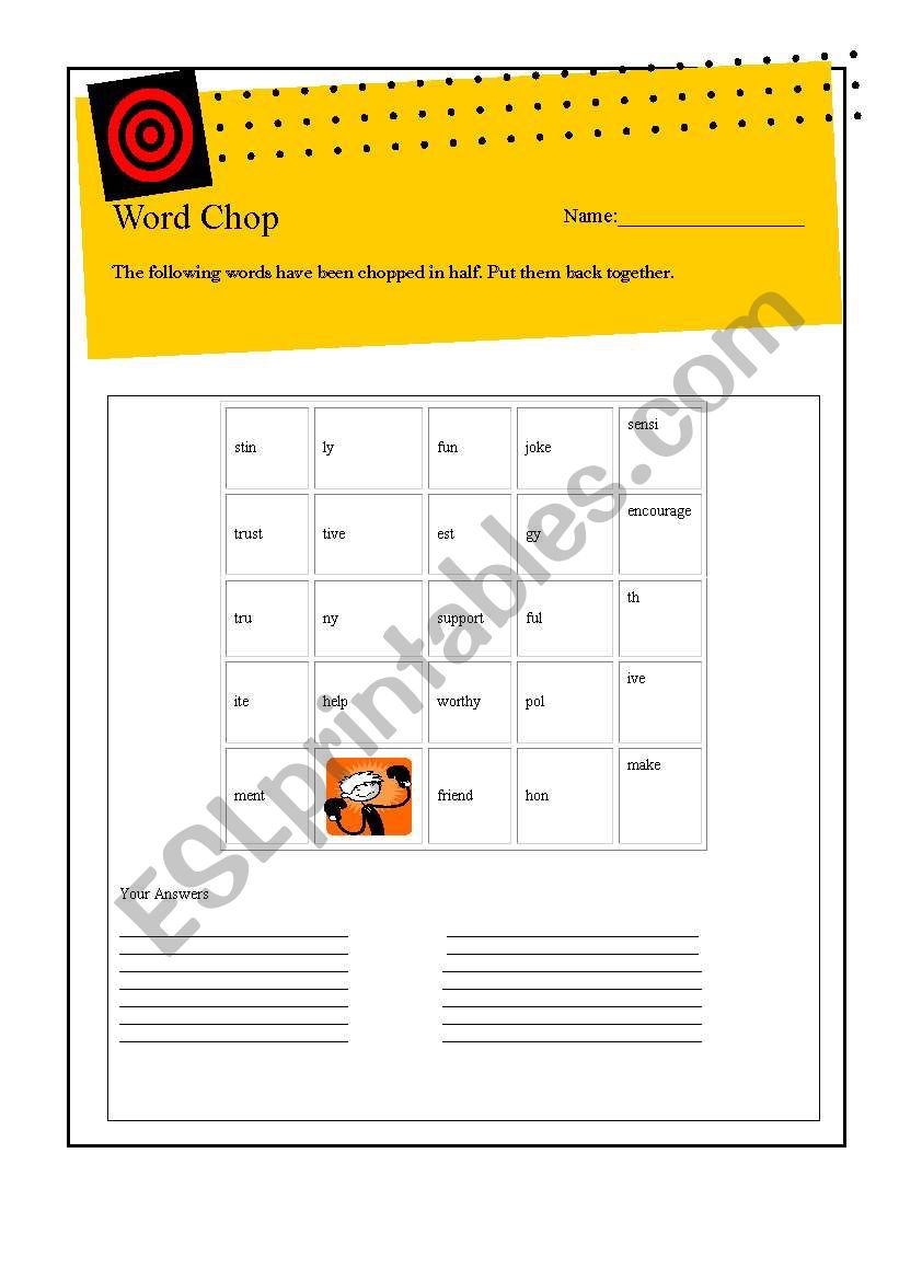 WORD CHOP worksheet