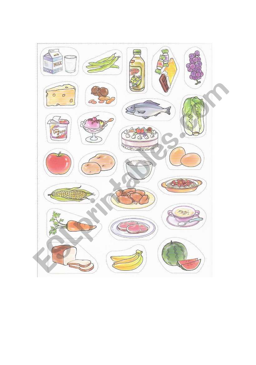 food pictures worksheet