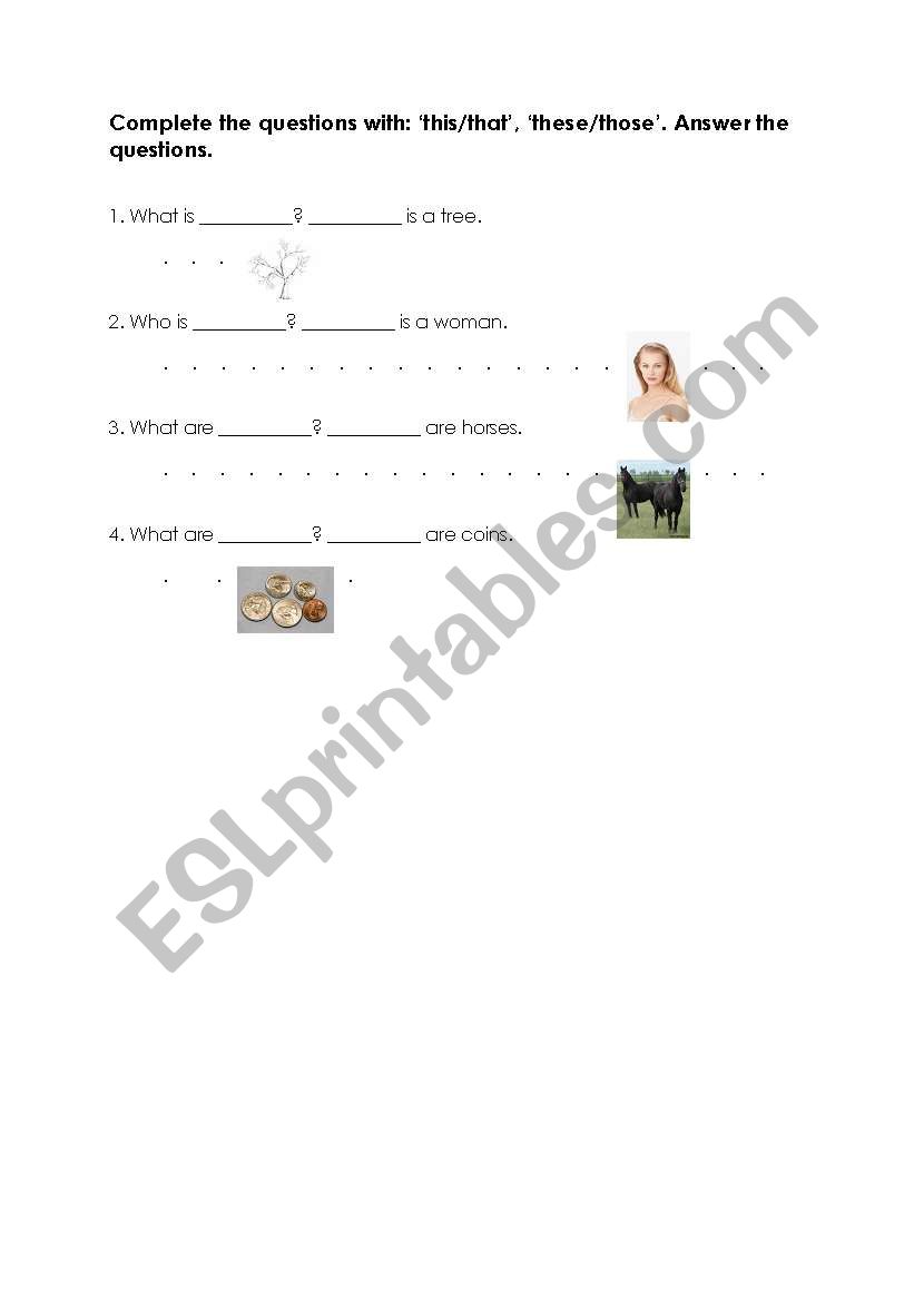 Demonstratives - this/that, these/those