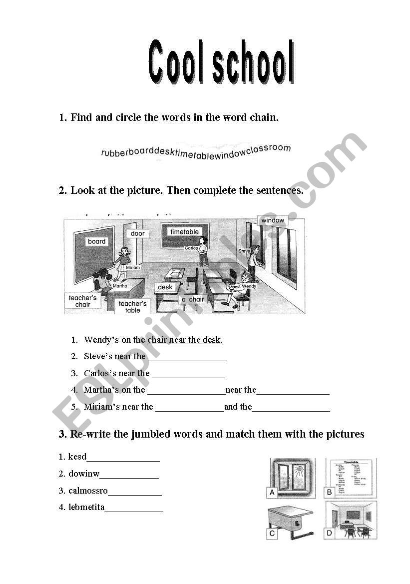 Cool school worksheet