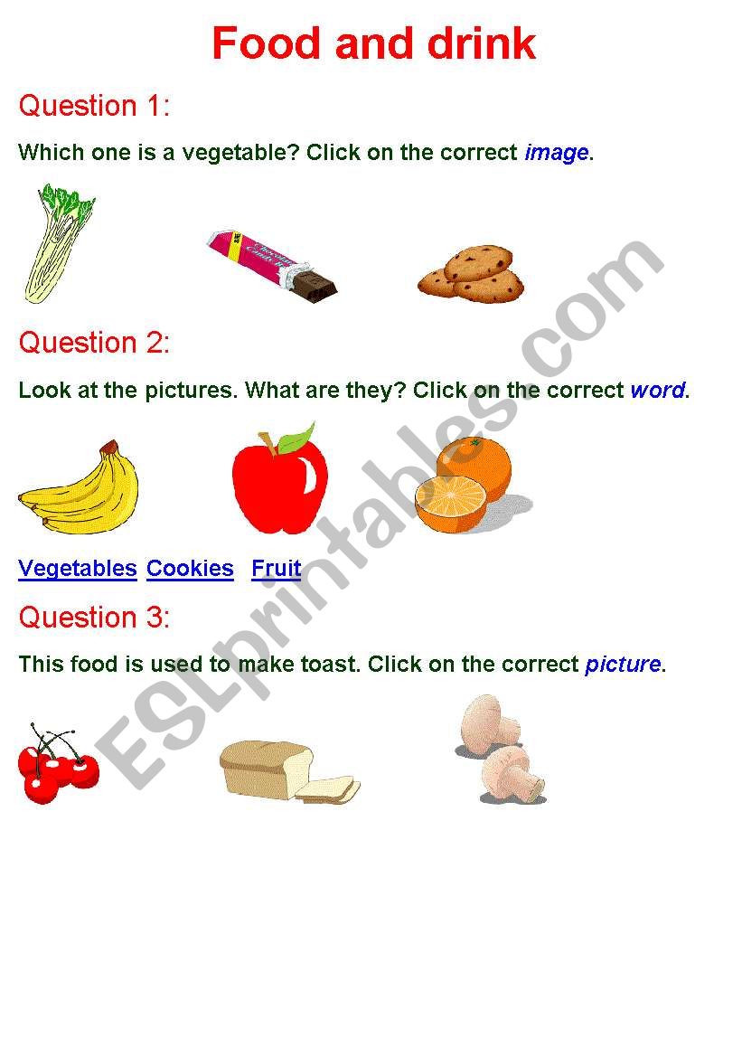 food &drink worksheet