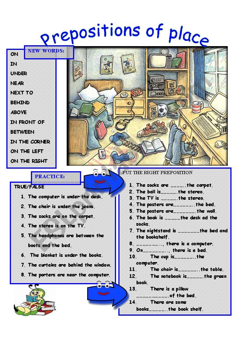 PREPOSITIONS OF PLACE ESL Worksheet By Donapeter