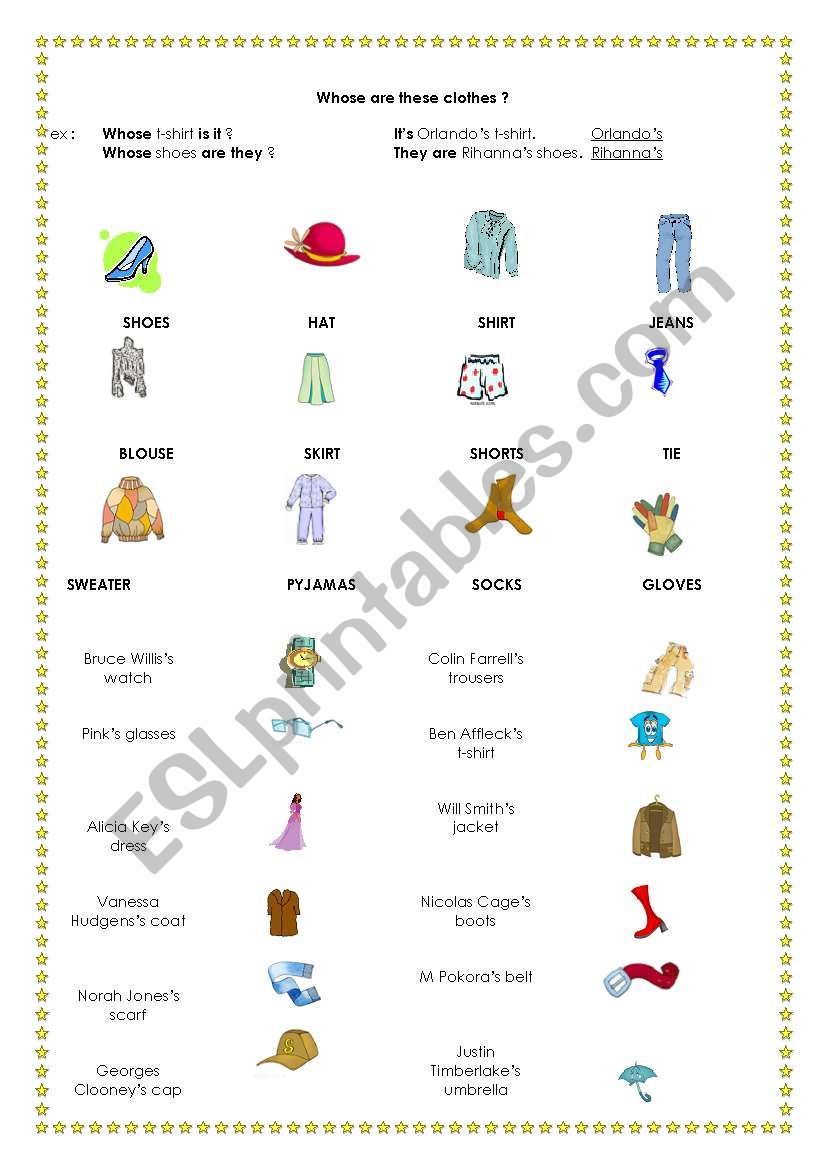 Whose are these clothes? part 2 - ESL worksheet by faith2