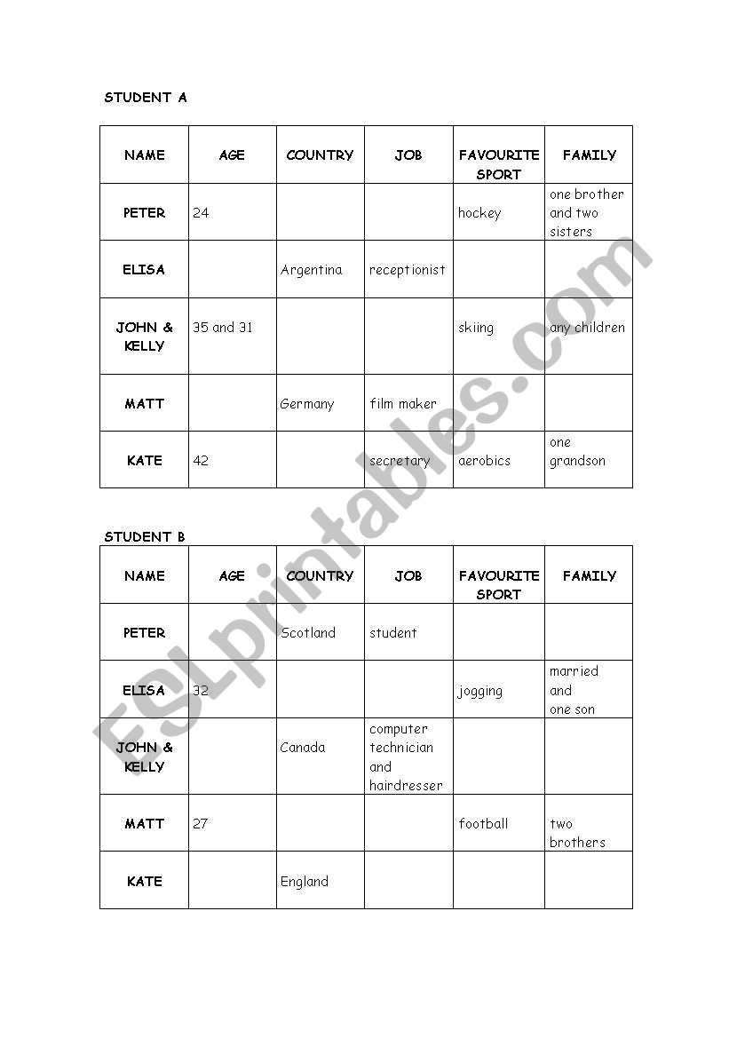 present simple (gap grid) worksheet