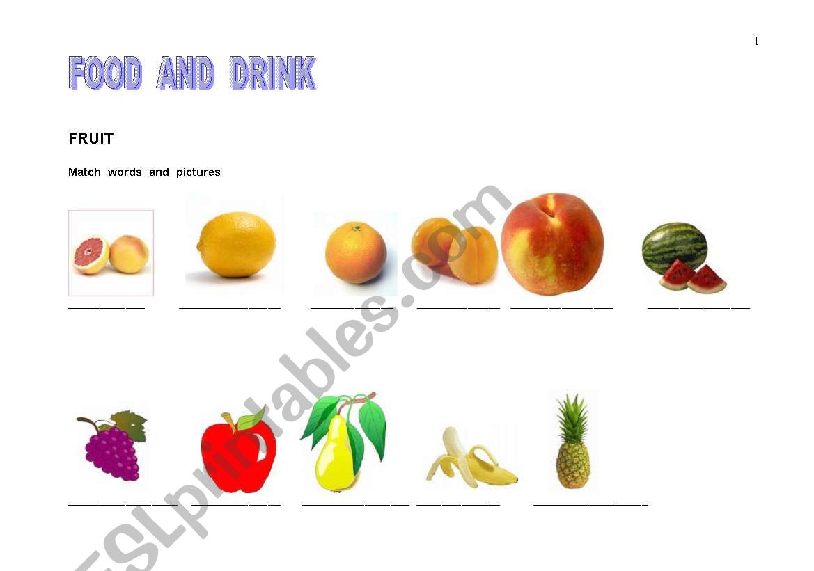 food and drink worksheet