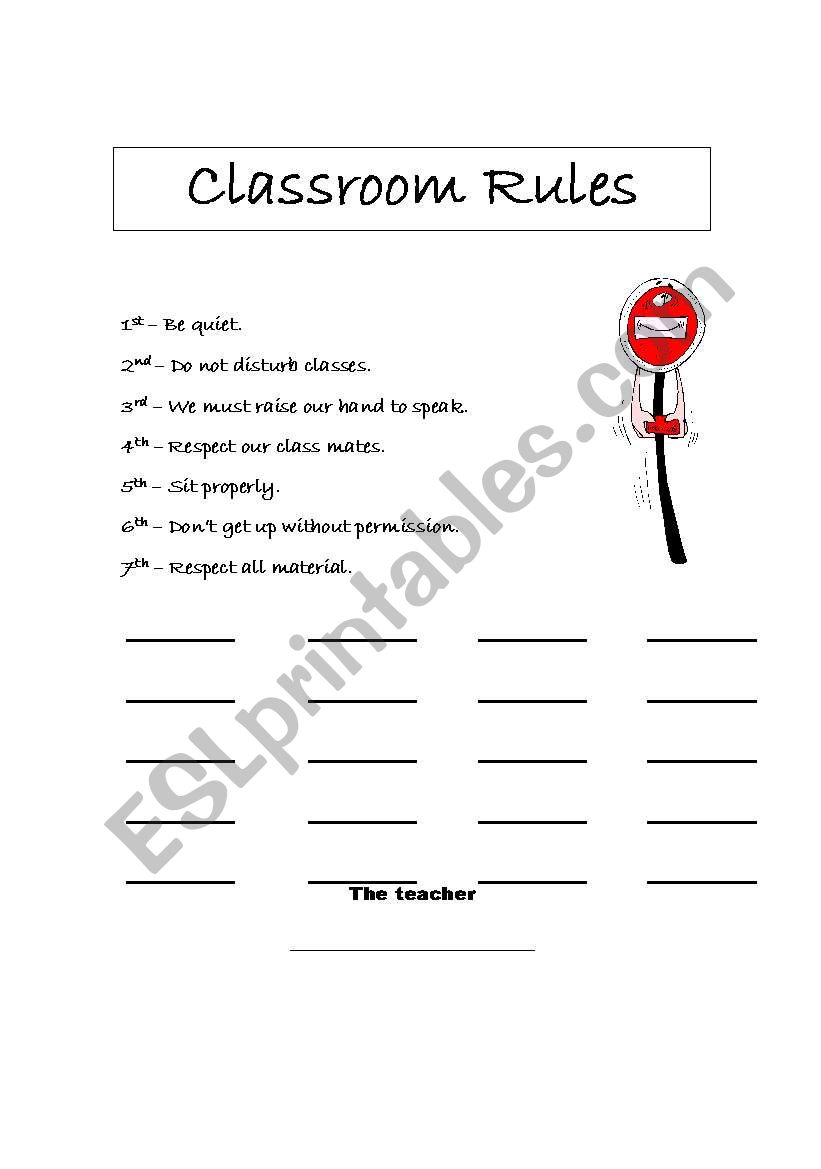 Classroom rules worksheet