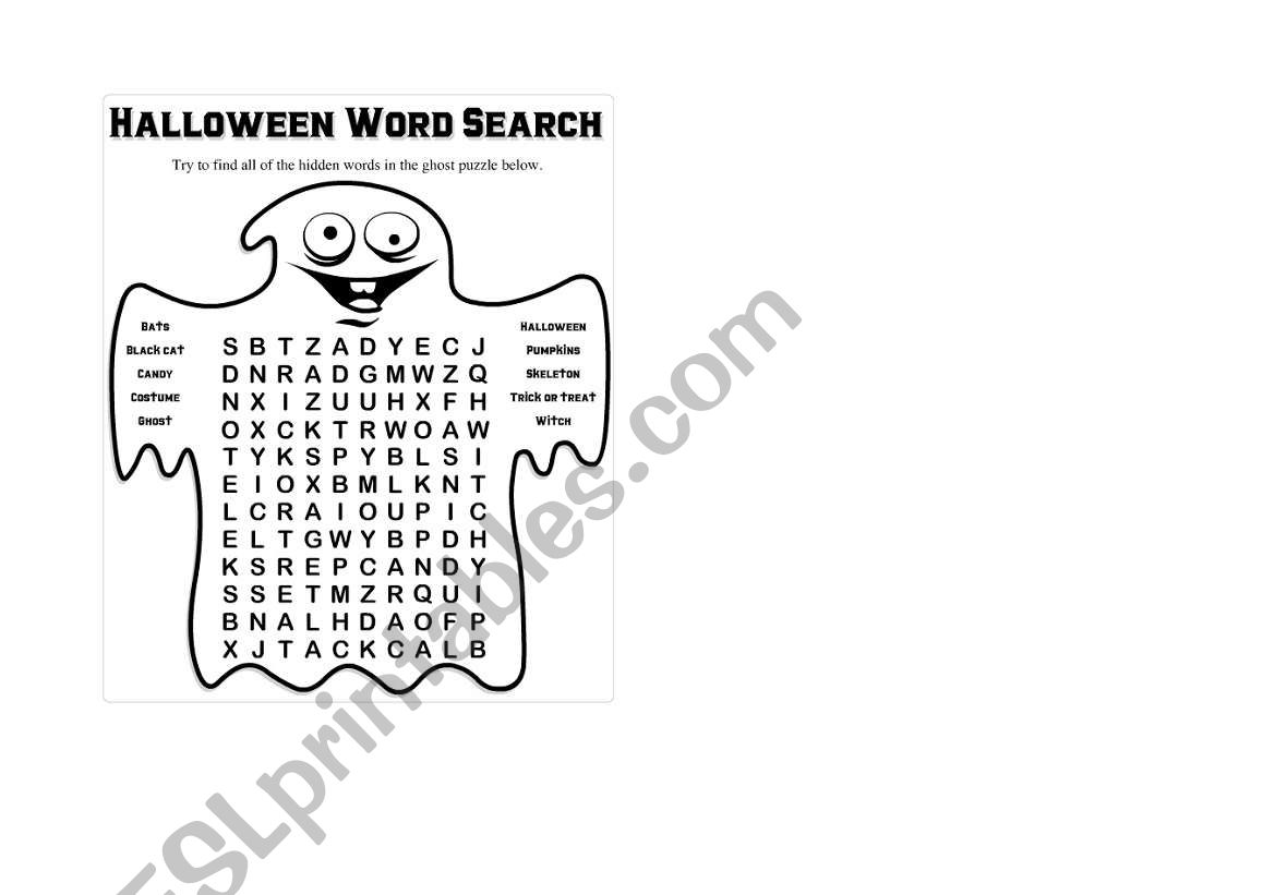 Halloween crossowrd worksheet