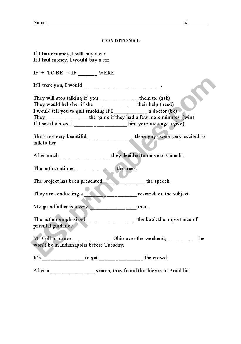 Conditionals worksheet