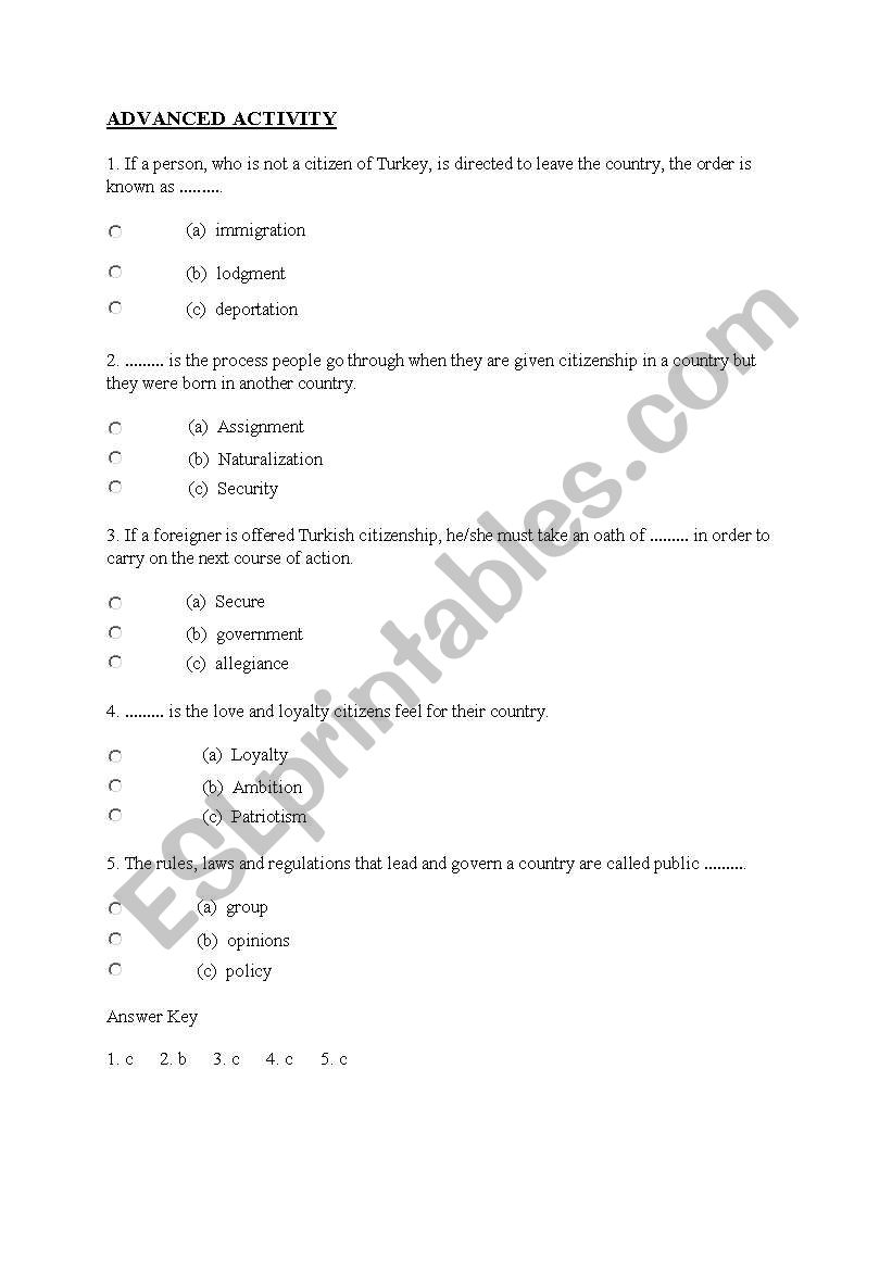 VOCABULARY  worksheet