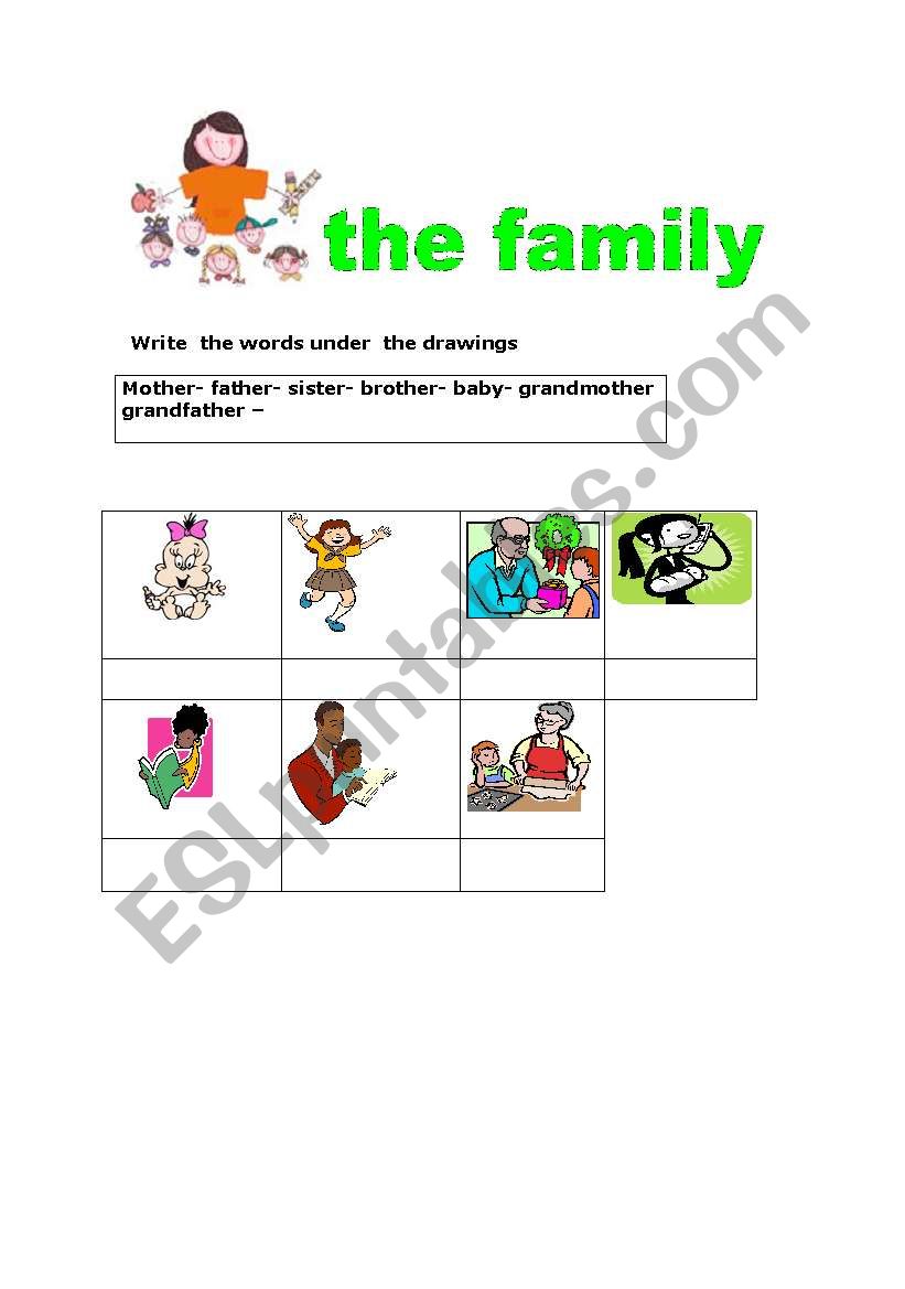 THE FAMILY worksheet