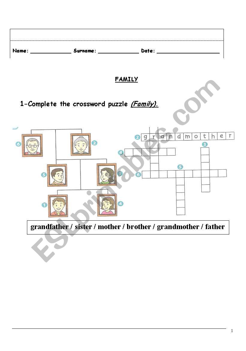 Family worksheet