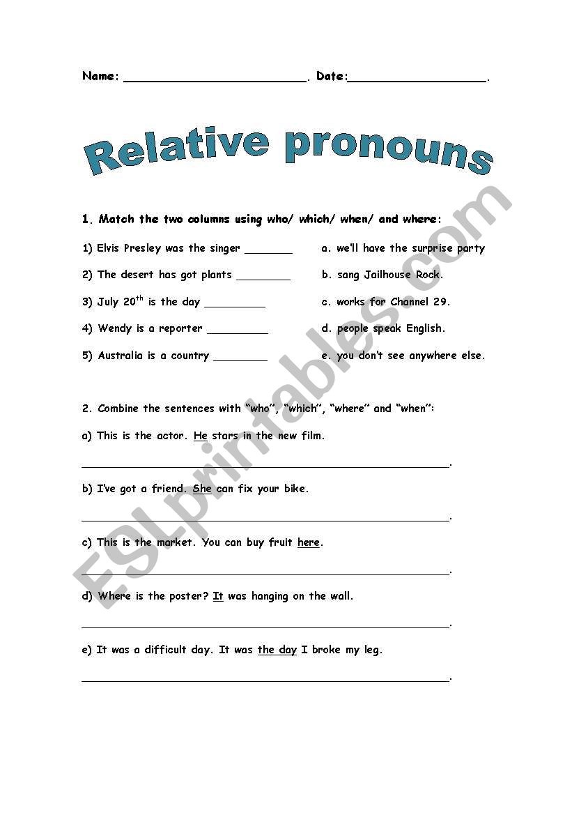 Relative Pronouns ESL Worksheet By L4ur4