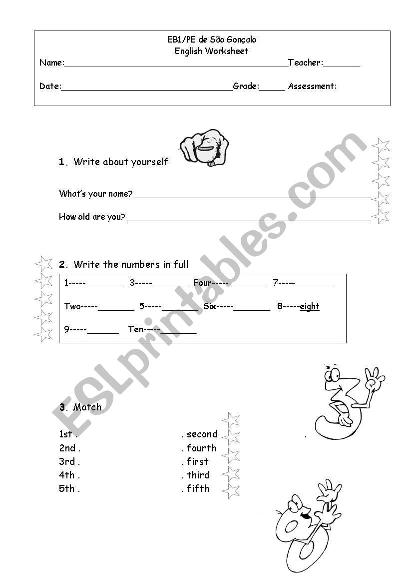 numbers  worksheet