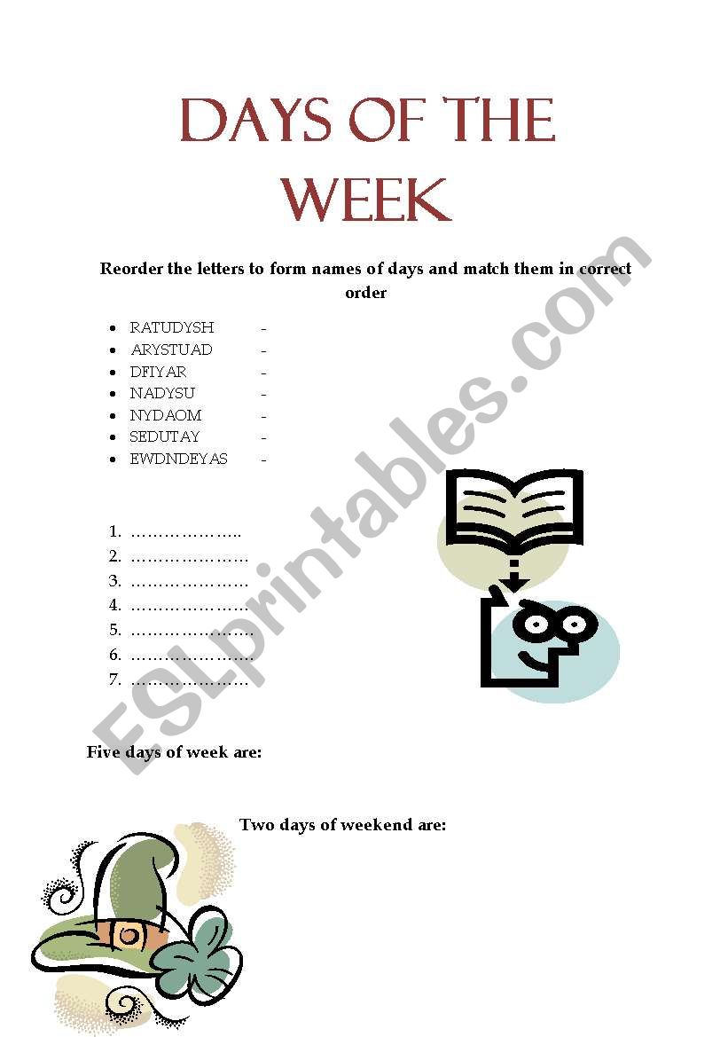 Days of the week worksheet