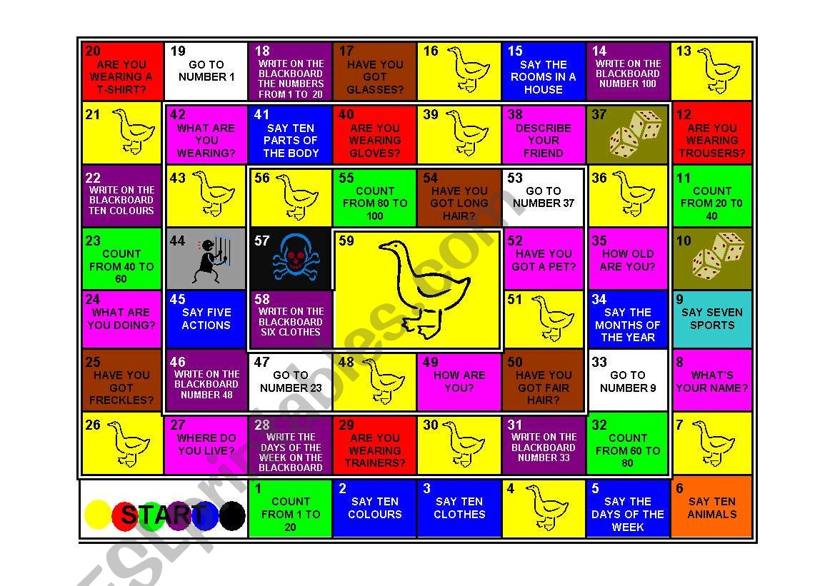 SNAKES AND LADDERS GAME - ESL worksheet by mirneus