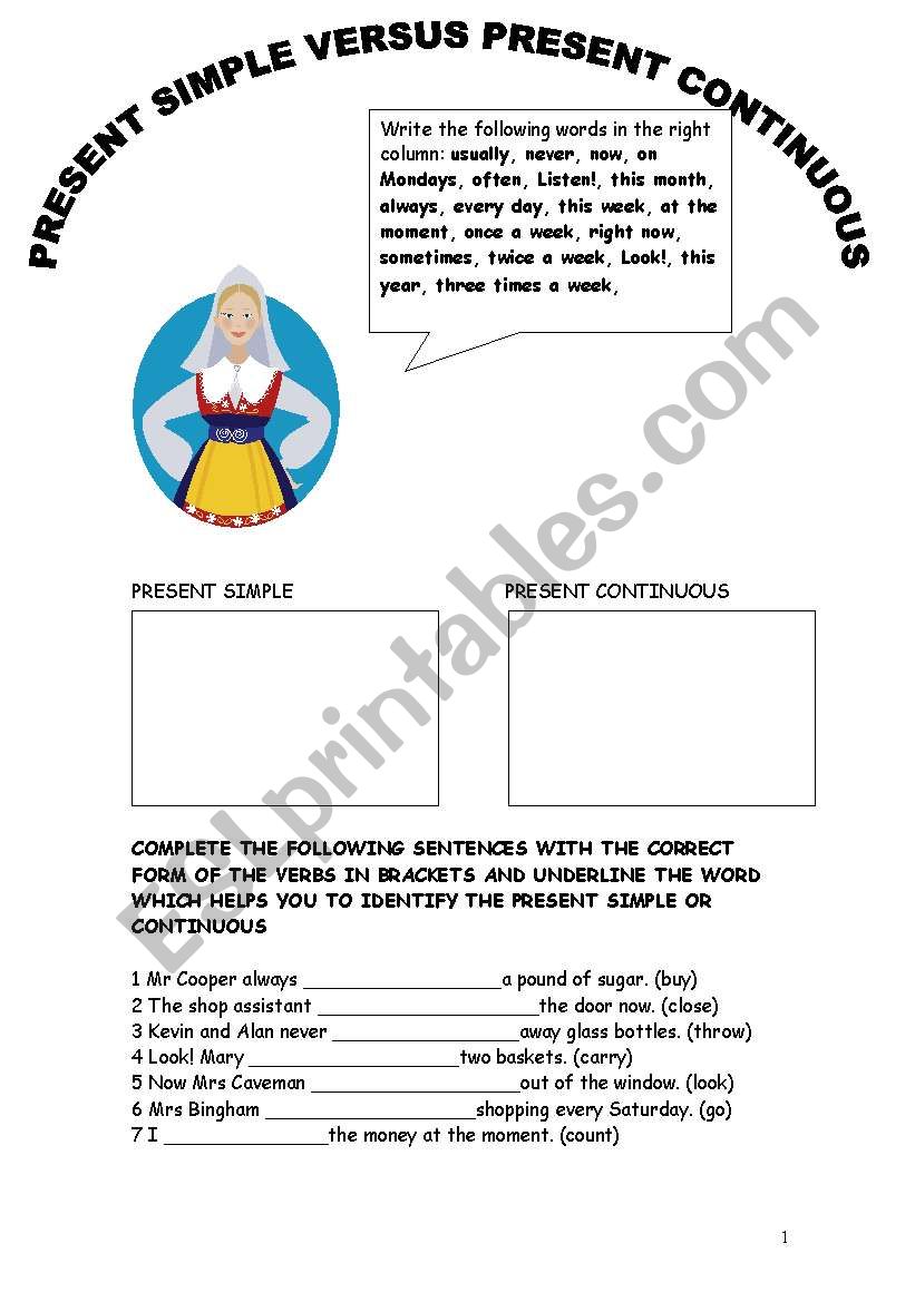 PRESENT SIMPLE AND CONTINUOUS worksheet