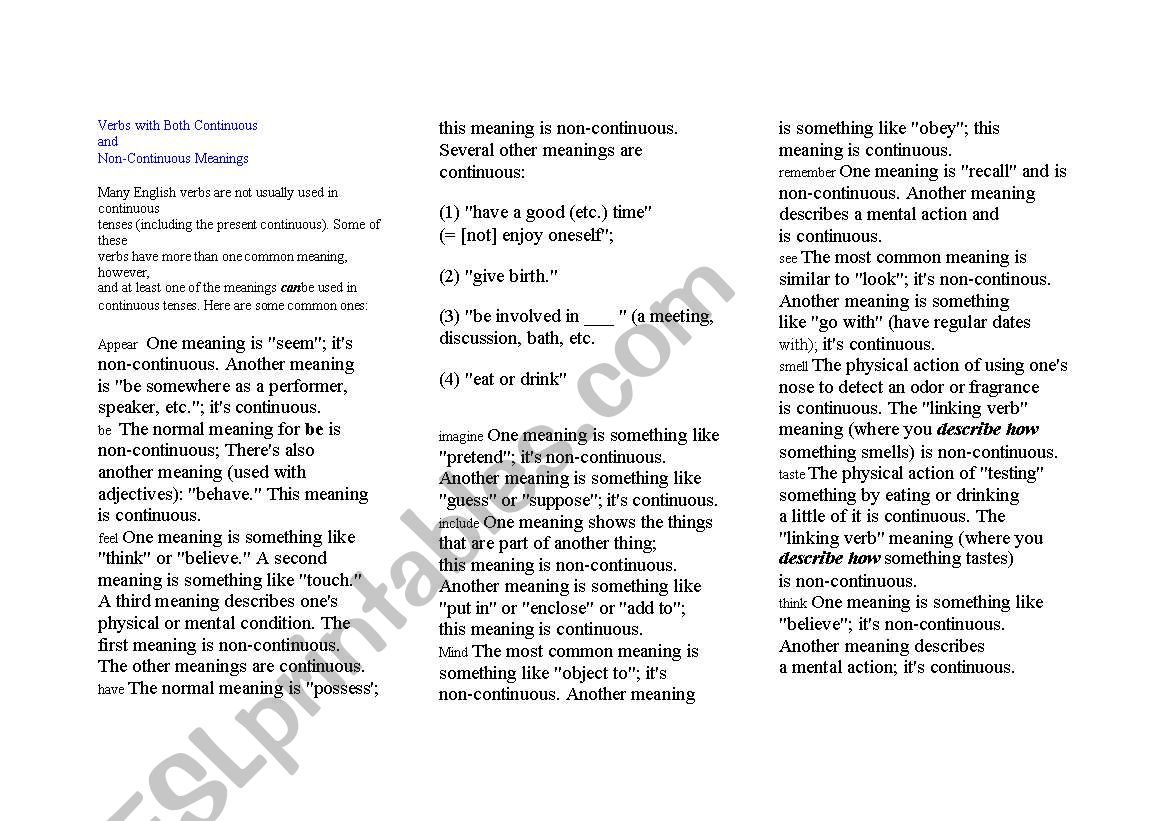 Present Continuous worksheet