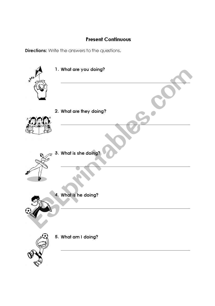 Present continuous worksheet