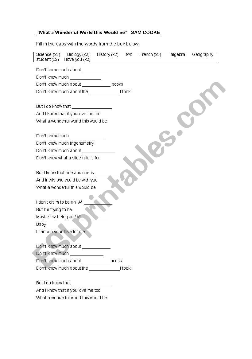 Sam Cooke song to practice school subjects