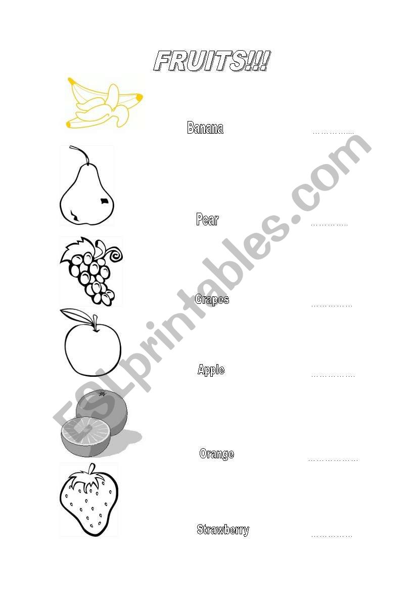 Fruits  worksheet