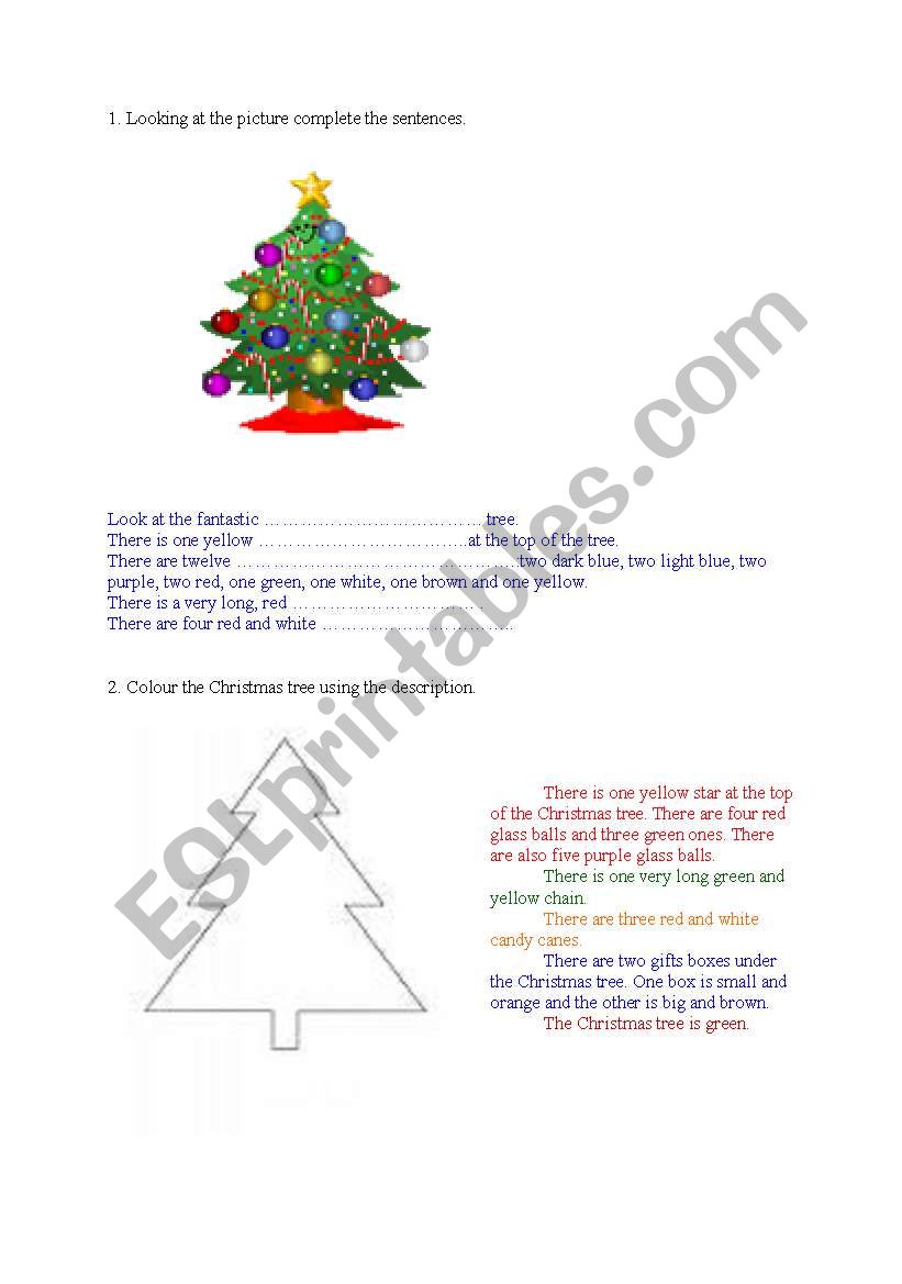 Christmas tree activities worksheet
