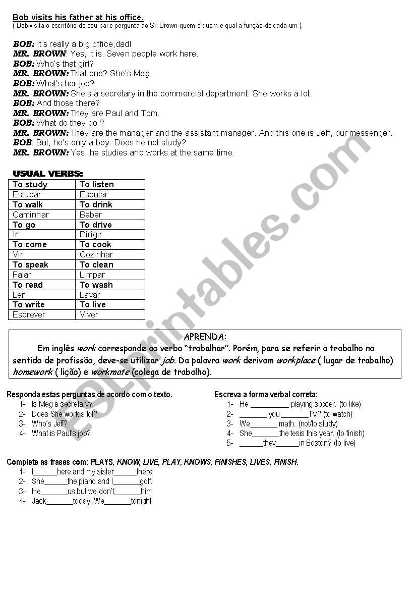 Exercises about simple present