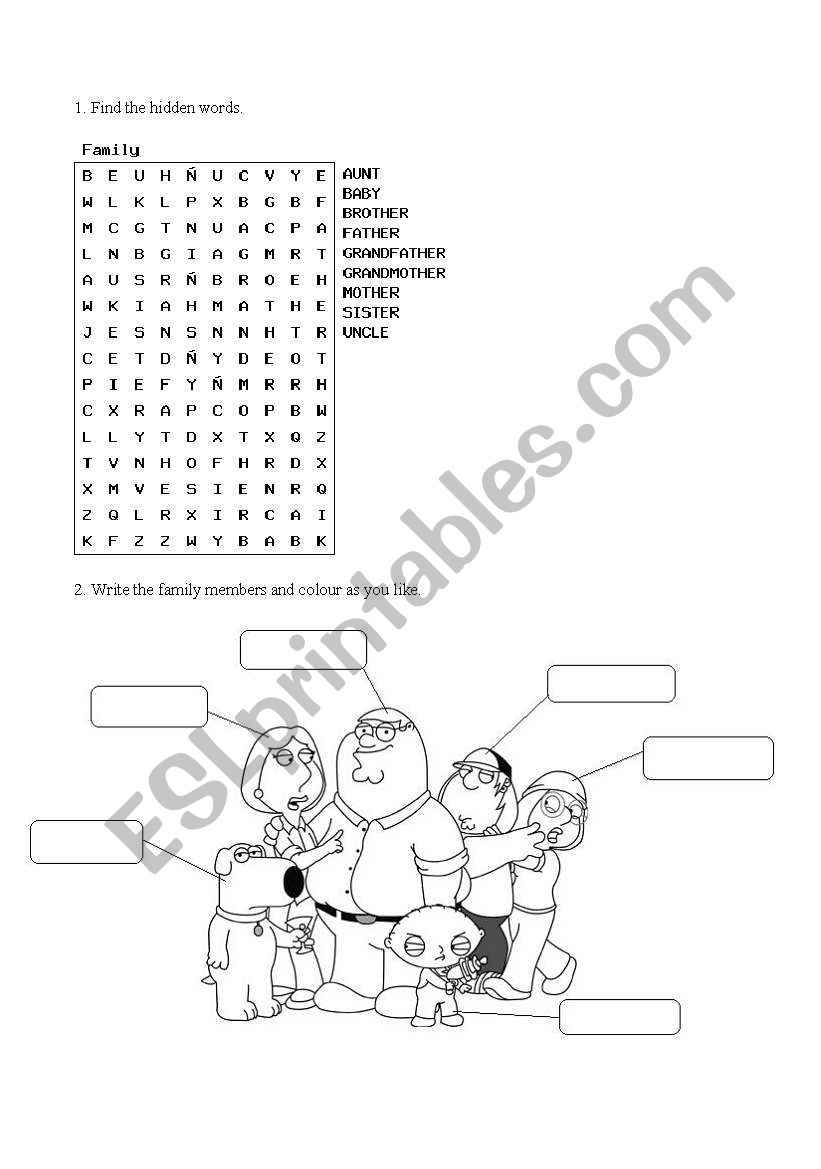 Family guy worksheet worksheet