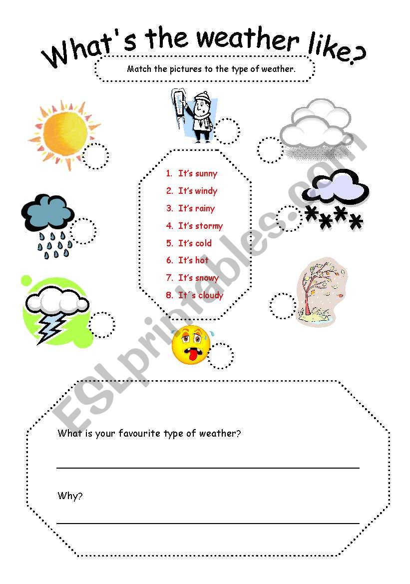 What´s the weather like? - ESL worksheet by lisa jayne