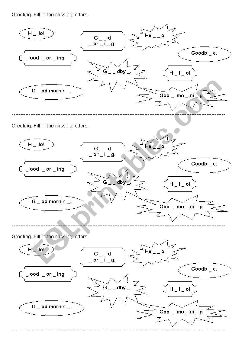 Greetings worksheet