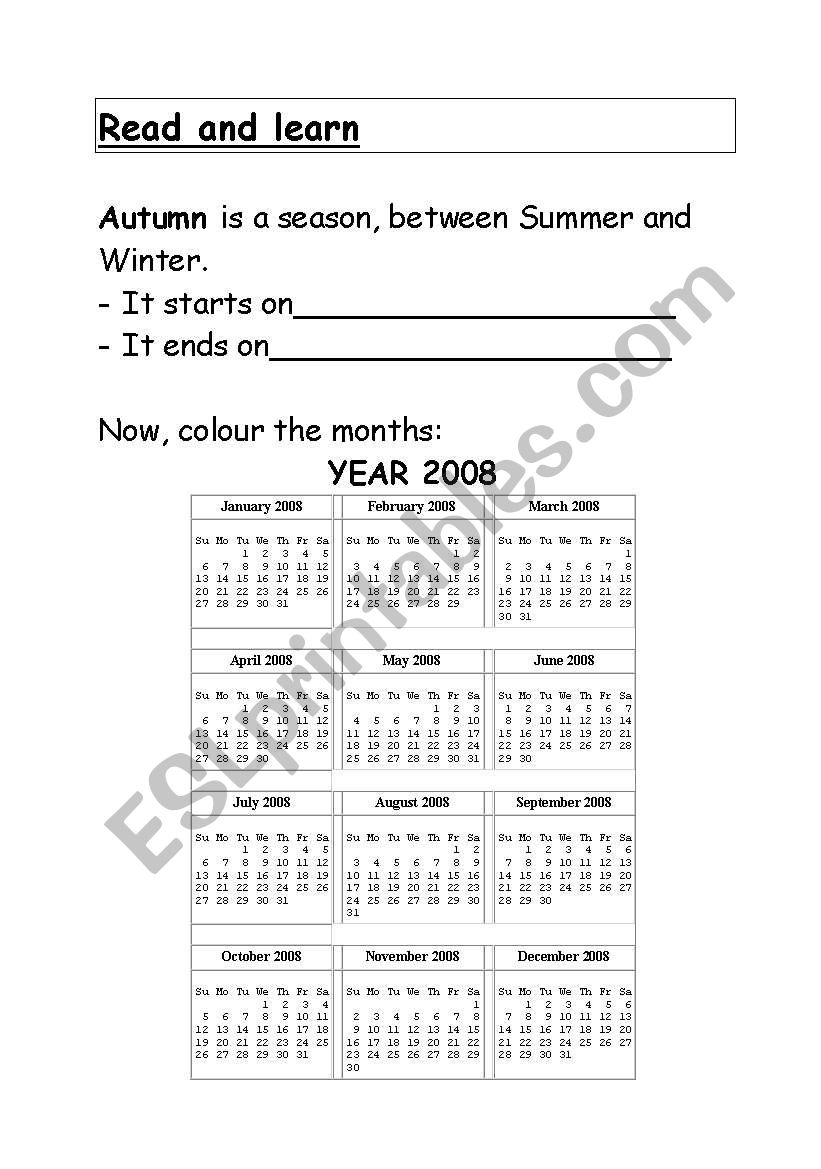 When is Autumn??? worksheet