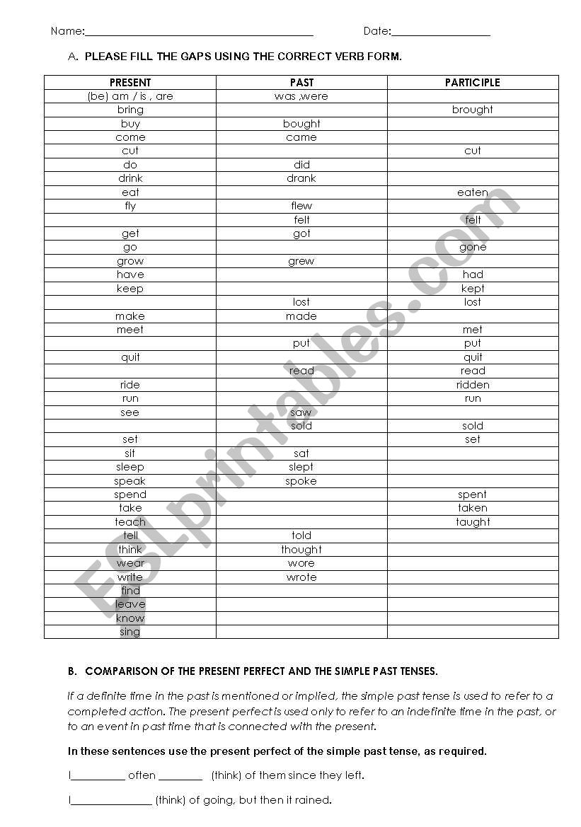 SIMPLE PAST VS. PRESENT PERFECT QUIZ