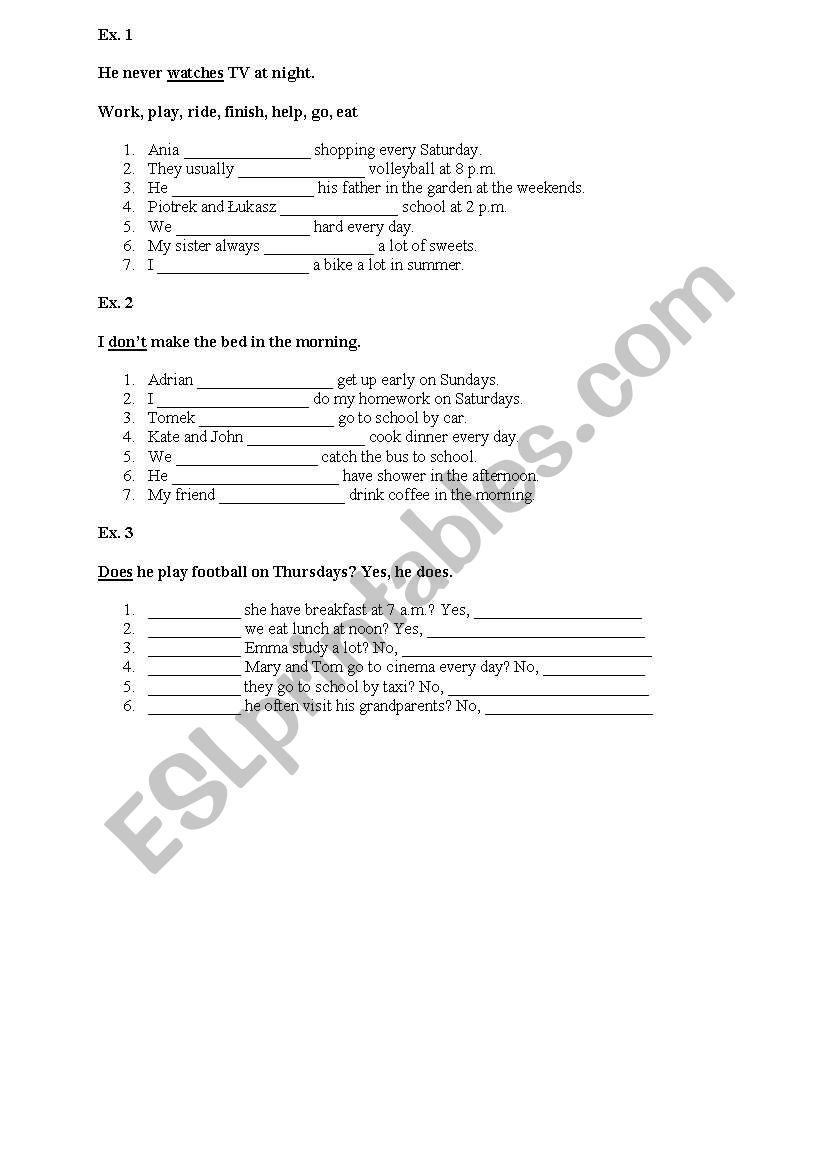 Present Simple worksheet