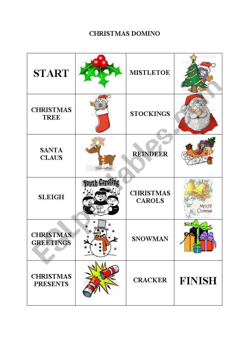 Christmas domino worksheet