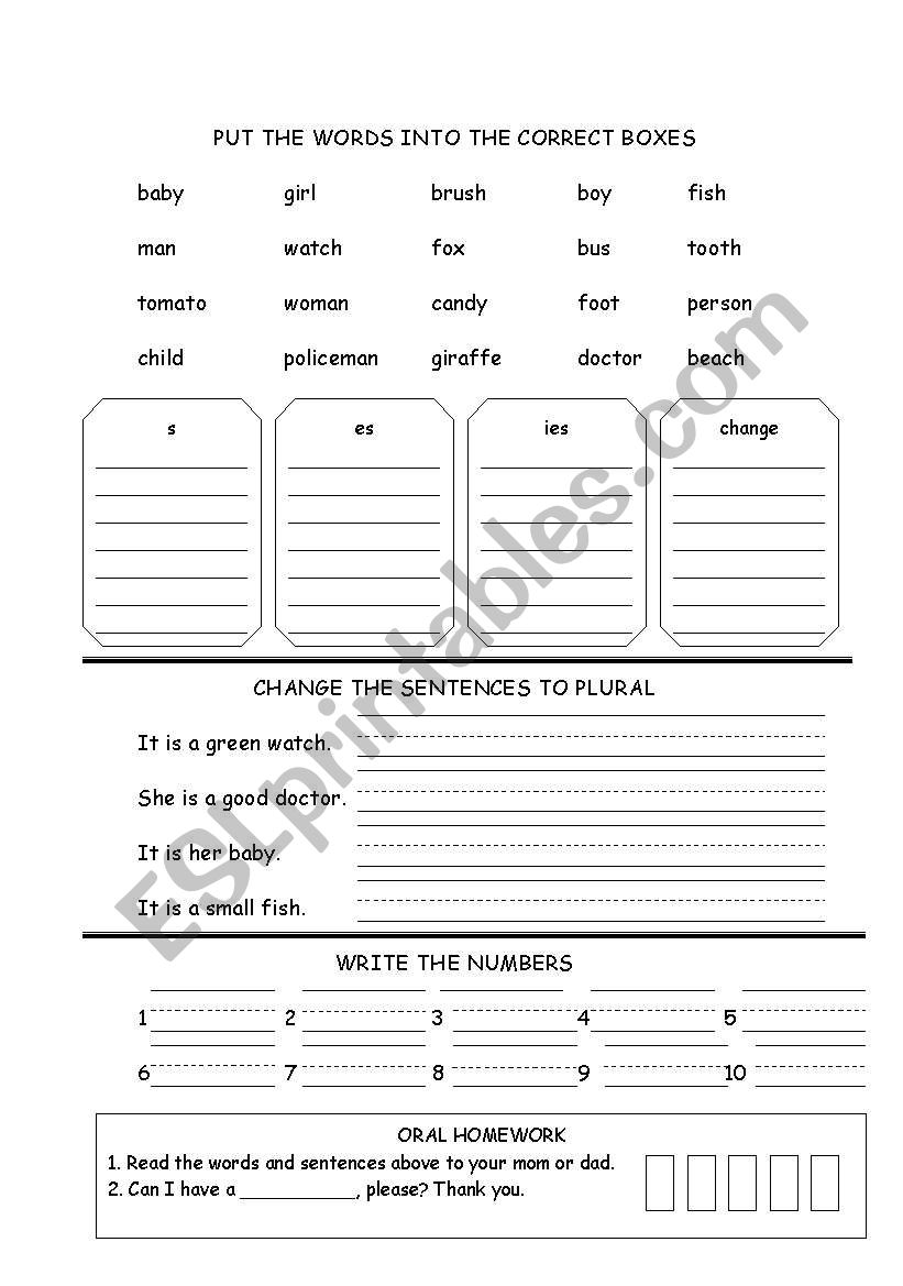 Plurals - ESL worksheet by shaganappi
